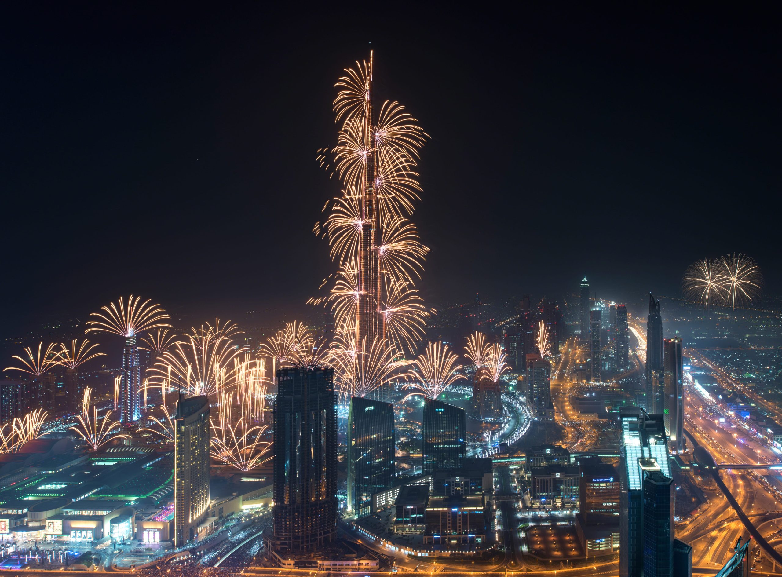 Burj Khalifa fireworks during UAE National Day in Dubai